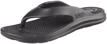 totes Men's Everywear Ara Thong Sandal, Black, 10