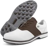 Zakey Golf Shoes Men Professional Spikeless Golf Shoes Comfortable Walking Footwears for Golfers (14,WhiteBrown)