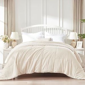 SunStyle Home Twin Comforter - Beige Down Alternative Bedding Comforters Twin Size, All Season Duvet Insert, Lightweight Bed Comforter Soft Twin Size(66"x86")