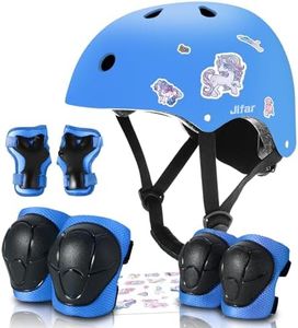 Color Gradient Adjustable Kids Toddler Bike Helmet with Knee Pad Elbow Pads Guards, Boys Girls Child Skateboard Helmet and Pads for Kids 3-5-8-14+Riding Scooter Inline skatings Longboard Roller Skate