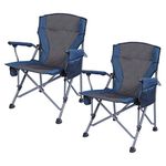 REDCAMP 2 Pack Oversized Folding Camping Chair for Adults Heavy Duty, Sturdy Steel Frame Outdoor Camp Chairs Portable Lawn Chair with High Back and Cup Holder, Blue