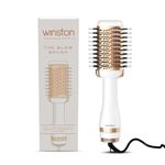 Winston 2-in-1 Hair Styling Blow Brush for Women - 1200 Watts | Hot Air Brush, Hair Volumizer Brush, Hair Blow Dryer Brush with Charcoal Bristles for Salon-Quality Volume and Shine (White) - 1-Year Warranty