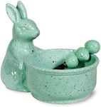 Boston International Spring Hare Ceramic Bowl and Spreader, Blue