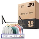 Stock Your Home Double Foldable Clothing Rack with Extension Rod (20 Pack), Wall Mounted Retractable Clothes Hanger, Collapsible Garment Rack for Laundry or Dorm (Black)