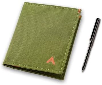 Allett Hybrid Card Wallet & Pen Bundle | Cala Green, Nylon, RFID Blocking, Vertical Layout | Slim, Minimalist, Bifold, Card Holder, Water Resistant | Holds 3-10+ Cards, Cash | Stainless Steel Pen