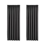 Aspire Homeware Grey Blackout Curtains for Living Room - Pencil Pleat Bedroom Curtains & Drapes Room Darkening Thermal Insulated 66x54 inch Drop Black Out Window Curtain with Tiebacks, 2 Panels