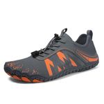 Barefoot Shoes Mens Womens Water Shoes Wide Toe Trail Running Trainers Lightweight Comfortable Workout Shoes for Hiking Fitness Walking Unisex,5.5UK Grey Orange