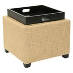 SAFAVIEH Home Collection Harrison Gold Single Tray Square Foot Rest Storage Ottoman