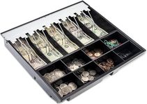 GOBBLER Cash Tray 5 Bill / 8 Coin, Durable ABS Cash Money Organiser with Stainless Steel Metal Clips (Black)