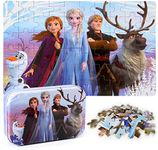 MZZOTOY Puzzles for Kids Ages 4-8 60 Pieces Puzzles for Kids Ages 3-5 in a Metal Box Elsa and Anna Gifts Learning Educational Puzzles Toys(Elsa and Anna)