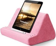 Soft Tablet Stand Pillow with Pocket,Tablet Cushion Stand,Adjustable 3 Viewing Angle,Lazy Holder Stand for Bed Sofa,Compatible with iPads Tablets eReaders Smartphones Books Magazines (Light Pink)