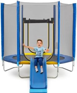 Fulasofia 7FT/10FT Trampoline for Kids with Slide, Safety Enclosure Net, Jumping Mat, Safety Pad and Ladder – Indoor & Outdoor Toddler Trampoline for Garden or Home Use