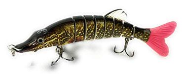 Father Pike TM Fishing Lure – 4.5-inch Long Fishing Bait – For Large Predator Fish – Realistic Appearance With 3D Eye and 8-Segmented Body – Fish-Like Movement In Water – Attractive and Functional Crank Bait - Swim Bait Authentic MEEMO