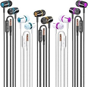 Rayleigh Wired Earbuds 5 Pack, Earbuds Headphones with Microphone, Earphones with Heavy Bass Stereo Noise Blocking, Compatible with iPhone, with iPad and Android Devices, MP3, Fits All 3.5mm Devices