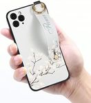 Gatita Plastic Camera Protection iPhone 13 Pro Case with Matte Orchid Folower Printing, Finger Ring and Wristband, Elegant Women' Phone Case for iPhone 13 Pro.