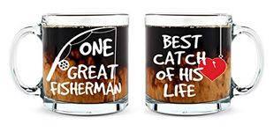 One Great Fisherman, Best Catch Of His Life Coffee Mug Couples Set 13oz - Gift for Husband and Wife - Him And Her Newlyweds Wedding Anniversary Bridal Gift Mr and Mrs Housewarming - By AW Fashions