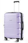 LUGGEX Checked Luggage with Wheels, PP Lightweight Expandable Medium Suitcases for Travelling (Purple, 24 Inch)