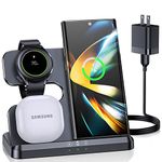 ZUBARR Wireless Charging Station for Samsung 3 in 1 Wireless Charger for Galaxy Z Flip 4/3 Z Fold 4 S22 S21 S20 Note20 Compatible with Samsung Watch Charger for Galaxy Watch 5/4/3, Galaxy Buds, Black…