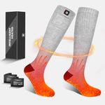 Electric Heated Socks, Foot Warmer with Rechargeable Powered Battery, Winter Warm Socks Kit for Outdoor and Indoor Camping, Hiking, Hunting Motorcycling for Men and Women (Gray, M)