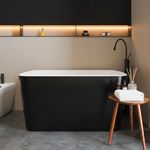 49" Japanese Square Freestanding Acrylic Soaking Tub, Built-in Seat & Toe-Tap Drain, Glossy White, CUPC Certified
