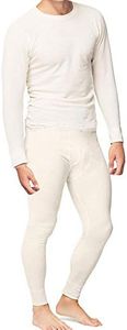 Place and Street Men’s Cotton Thermal Underwear Set Shirt Pants Long Johns White