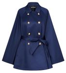 SCARLET DARKNESS Women Cape Trench Coat 2024 Fall Winter Coat Double Breasted Lapel Collar Fashion Overcoat Navy Blue L