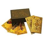 FOILCARD Gold foil Tarot Cards Deck with Paper Guidebook Back Sun Style 78Pcs Fate Forecasting Game Rider Cards for Beginners Expert Readers Family Game