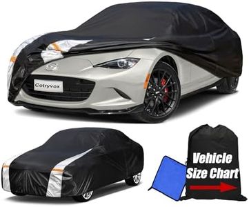 Cotryvox 10-Layer Waterproof Coupe Car Cover. See Vehicle Size-Chart for Accurate Fit. Full Outdoor Small Car Covers. Mazda Miata MX5, Honda S2000. Kia Rio, Sun Snow Rain. Size C1 (See Size Chart)