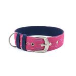 PetWale Pink Ikat Fabric Dog Collar | Comfortable Fit | Stylish Design | Easy to use | Recommended by Trainers | Suited for Large Breeds Like Labrador, Great Dane & More | Size L
