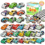 SevenQ Toy Cars for Kids Ages 4-8, 30Pcs Pull Back Cars Playses with Storage Bags, Race Car Party Favors for Toddler Boys Girls Treasure Box Prizes Rewards Mini Toys