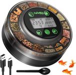 Papettly Automatic Fish Feeder for Aquarium - Auto Fish Food Dispenser for Fish Turtle Tank with USB Cable & LCD Display, Timer Fish Feeder for Vacation Weekend Holiday, with Fish Feeder Spoon(Black)