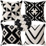 MIULEE 4 Pack Cushion Covers Outdoor Waterproof Throw Pillow Cover Home Pillow Case Pillowcases for Tent Park Bed Sofa Chair Bedroom Decorative Balcony 45x45cm 18x18inch Black