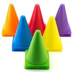 Tebery 30 Pack Sports Training Cones, Plastic Marker Training Traffic Cones, for Skate, Soccer, Football, Outdoor Games, Physical Education and Festive Events, Assorted Colors, 7 Inch