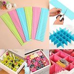 LEAWALL Adjustable Stretchable Interlocking Drawer Clapboard Divider/Grid Closet Sorting Partition/Plastic Strips Separators Cabinet Storage Box Socks/Makeup,1 Set of 6 Pc, Multi Color