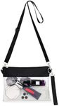 TINYAT Clear Crossbody Purse Bag Stadium Approved for Women Wristlet Transparent Shoulder Handbags for Concert Sports Events