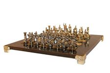 Uber Games Greek Roman Chess Set | Classic Character Chess Set | Chess Pieces Made From Zinc In Gold & Silver Finish | Board Size: 28cm x 28cm | Set Comes In A Foldable Wooden Storage Box