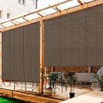 FLORALEAF Outdoor Roller Shades 5'W x 6'H Window Blinds for Porch Screen Deck Pergola Patio Balcony Gazebo Privacy Sunshade Roll Up Outdoor, Brown