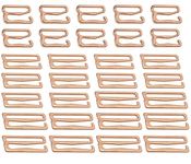 Tupalizy 30PCS Metal Bra Strap Hooks for Sewing Bikini Halter Tops Bathing Suit Clips Clasp Swimsuit Adjustment Slides Hook Replacement for Lingerie Slip Dress Camisole, 12mm, 20mm, 24mm (Rose Gold)