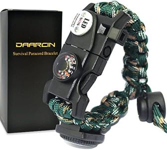 Daarcin 1pcs Survival Paracord Bracelet,Fire Starter,SOS Light, Compass,Thermometer, Whistle, Adjustable AK87 21 in 1,Outdoor Ultimate Survival Tactical Gear Set,Gift for Kids,Men