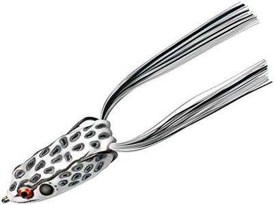 BOOYAH Pad Crasher Topwater Bass Fishing Hollow Body Frog Lure with Weedless Hooks, Albino Frog