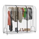 Zilink Clear Garment Rack Cover Dustproof Clothes Rack Cover Clear Garment Bags Waterproof Wardrobe Cover with 2 Durable Zippers for Garment Rack