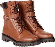 Tommy Hilfiger Women Low Boot Buckle Lace Up Ankle Boots, Brown (Natural Cognac), 4 UK