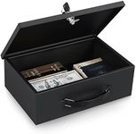 KYODOLED Fireproof Document Box with Key Lock,Safe Storage Box for Valuables,Fire Resistance Security Chest,Fireproof Box for Documents,Passport,Cash,Tablet,Exterior 12.8'' x 8.4'' x 4.5'' Black