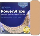 Niveus PowerStrips - Dentist Developed Latex-Free Therapeutic Tape with Strong Adhesion and Breathable Cotton – Gentle Skin Tape for Comfort & Support - for Men and Women (Tan, 60 Strips)