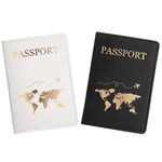 Firtink 2 Pcs Passport Holder, PU Leather Passport Cover, Travel Wallet Case Organiser for Passport, Ticket Card, Boarding Passes, Business Cards, Credit Card (White, Black)