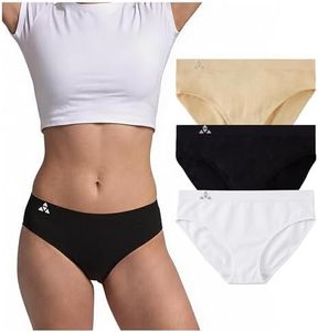 Balanced Tech Women's 3 Pack Classic Seamless Hipster Brief Bikini Panties - Black/White/Nude - X-Large