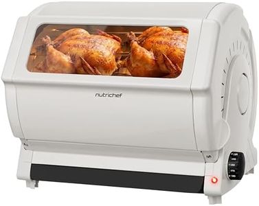 NutriChef Horizontal Rotating Shawarma Oven | Rotisserie, Shawarma & Kebab Machine | Includes Large 22.4 Quart Capacity, 3-Hour Timer & 6 Kebab Skewers | Ideal for Chicken,Turkey & Lamb | White