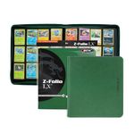 BCW Z-Folio LX Zipper Portfolio - Premium Green Leatherette 12-Pocket Playset Album - Secure Zipper - 480 Card Capacity - Card Collector's Dream - Card Organizer - Trading Card Storage