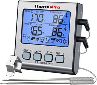 ThermoPro TP17 Digital Meat Thermometer with Dual Temperature Probe Large Backlight LCD Food Thermometer with Timer for Kitchen Oven BBQ Cooking Thermometer