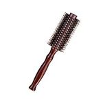 Roller Comb, Round Boar Mane Hair Wooden Handle Brush for Curling and Drying Hair Stereotype, Brown